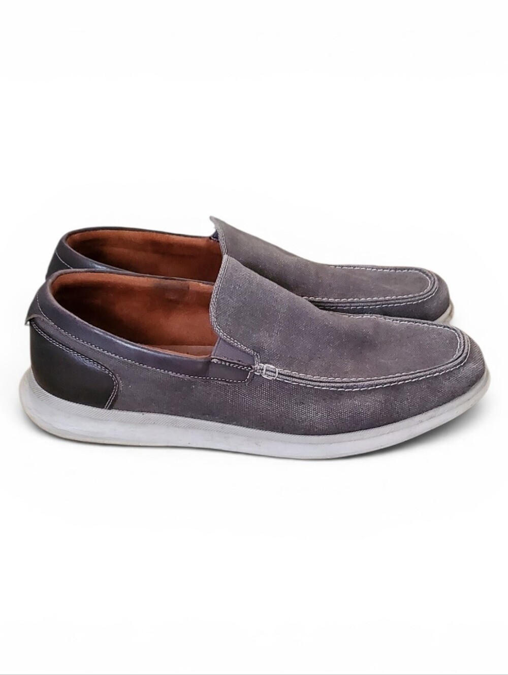 Florsheim Canvas And Leather Upper Casual Slip-On Loafers in Gray for Men. 10M.